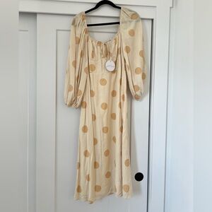 Petal & Pup midi square neck puff long sleeve polka dot dress NWT